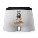 Caleçon Tonton BBQ - Humour Boxer Gris Idée Cadeau Fête des Pères