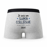 Caleçon Jibril Un Super Collègue - Humour Boxer Gris Idée Cadeau