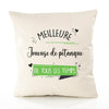 Housse de Coussin Premium Joueuse De Pétanque Meilleure Temps Femme - Coton Canvas Fairtrade Beige Idée Cadeau Décoration Canapé 40x40
