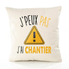 Housse de Coussin Premium Chantier Version Blanc - Coton Canvas Fairtrade Beige Idée Cadeau Décoration Canapé