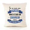 Housse de Coussin Premium Je ne suis Pas superhomme mais Je suis Couvreur Donc C'est Presque pareil - Coton Canvas Fairtrade Beige Idée Cadeau Décoration Canapé 40x40