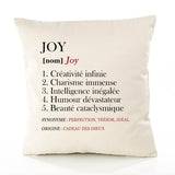 Housse de Coussin Premium Joy Définition - Coton Canvas Fairtrade Beige Idée Cadeau Décoration Canapé 40x40