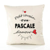 Housse de Coussin Premium Pascale d'amour - Coton Canvas Fairtrade Beige Idée Cadeau Décoration Canapé 40x40