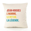 Housse de Coussin Premium Jean-Hugues Mythe Légende Vintage - Coton Canvas Fairtrade Beige Idée Cadeau Décoration Canapé 40x40