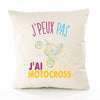 Housse de Coussin Premium Motocross Version Blanc - Coton Canvas Fairtrade Beige Idée Cadeau Décoration Canapé