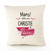 Housse de Coussin Premium Merci Cariste Géniale - Coton Canvas Fairtrade Beige Idée Cadeau Décoration Canapé