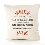 Housse de Coussin Premium Un Wilfrid Aussi génial - Coton Canvas Fairtrade Beige Idée Cadeau Décoration Canapé