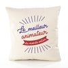 Housse de Coussin Premium animateur Meilleur Monde - Coton Canvas Fairtrade Beige Idée Cadeau Décoration Canapé