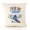 Housse de Coussin Premium Ski Version Blanc - Coton Canvas Fairtrade Beige Idée Cadeau Décoration Canapé