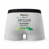 Caleçon Merci Patissier Inoubliable - Humour Boxer Gris Idée Cadeau
