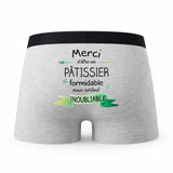 Caleçon Merci Patissier Inoubliable - Humour Boxer Gris Idée Cadeau