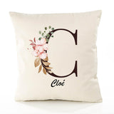 Housse de Coussin Premium Cloé Lettre - Coton Canvas Fairtrade Beige Idée Cadeau Décoration Canapé