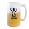 Verre à Bière Yacine Lettre Sport | Chope de Bière Pinte | Idée Cadeau Prénom Style Basket Université Anniversaire Papa Collègue Départ Retraite Noël