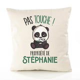 Housse de Coussin Premium Stephanie Pas Touche Panda - Coton Canvas Fairtrade Beige Idée Cadeau Décoration Canapé 40x40