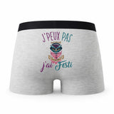 Caleçon Festi - Humour Boxer Gris Idée Cadeau Passion