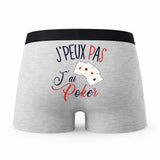 Caleçon Poker - Humour Boxer Gris Idée Cadeau Passion