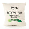 Housse de Coussin Premium Merci Footballeur Inoubliable - Coton Canvas Fairtrade Beige Idée Cadeau Décoration Canapé