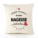 Housse de Coussin Premium Nageuse d'amour - Coton Canvas Fairtrade Beige Idée Cadeau Décoration Canapé 40x40