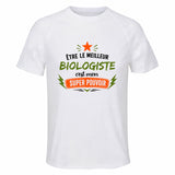 Maillot de Sport Homme Meilleur Biologiste Super Pouvoir Cadeau Anniversaire Noël Fête des Pères T-Shirt Respirant Polyester