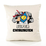 Housse de Coussin Premium Super Chirurgien - Coton Canvas Fairtrade Beige Idée Cadeau Décoration Canapé