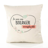 Housse de Coussin Premium Boulangère irremplaçable - Coton Canvas Fairtrade Beige Idée Cadeau Décoration Canapé
