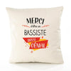 Housse de Coussin Premium Merci Bassiste Génial - Coton Canvas Fairtrade Beige Idée Cadeau Décoration Canapé