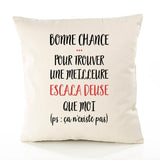 Housse de Coussin Premium Escala deuse ça n'existe Pas - Coton Canvas Fairtrade Beige Idée Cadeau Décoration Canapé