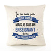 Housse de Coussin Premium Je ne suis Pas superhomme mais Je suis Enseignant Donc C'est Presque pareil - Coton Canvas Fairtrade Beige Idée Cadeau Décoration Canapé 40x40