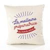 Housse de Coussin Premium préparatrice Meilleure Monde - Coton Canvas Fairtrade Beige Idée Cadeau Décoration Canapé