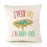 Housse de Coussin Premium Baby-Foot Version Blanc - Coton Canvas Fairtrade Beige Idée Cadeau Décoration Canapé