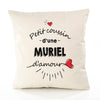 Housse de Coussin Premium Muriel d'amour - Coton Canvas Fairtrade Beige Idée Cadeau Décoration Canapé 40x40
