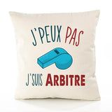 Housse de Coussin Premium Arbitre Version Blanc - Coton Canvas Fairtrade Beige Idée Cadeau Décoration Canapé