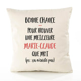 Housse de Coussin Premium Marie-Claude ça n'existe Pas - Coton Canvas Fairtrade Beige Idée Cadeau Décoration Canapé