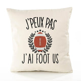 Housse de Coussin Premium Foot us Version Blanc - Coton Canvas Fairtrade Beige Idée Cadeau Décoration Canapé