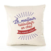 Housse de Coussin Premium rédacteur en Chef Meilleur Monde - Coton Canvas Fairtrade Beige Idée Cadeau Décoration Canapé