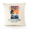 Housse de Coussin Premium Montagne Version Blanc - Coton Canvas Fairtrade Beige Idée Cadeau Décoration Canapé