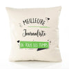 Housse de Coussin Premium Journaliste Meilleure Temps Femme - Coton Canvas Fairtrade Beige Idée Cadeau Décoration Canapé 40x40