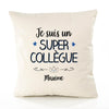 Housse de Coussin Premium Maxime Un Super Collègue - Coton Canvas Fairtrade Beige Idée Cadeau Décoration Canapé