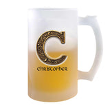 Verre à Bière Christopher Lettre Viking | Chope de Bière Pinte | Idée Cadeau Prénom Motard Jeux de Rôle Vidéo Anniversaire Papa Collègue Départ Retraite Noël