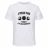 Maillot de Sport Homme Halterophilie J'peux Pas - T-Shirt Respirant Polyester Manches Courtes - Cadeau Sportif Anniversaire Noël Fête des Pères