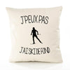 Housse de Coussin Premium J'peux Pas J'Ai Ski de Fond Version Blanc - Coton Canvas Fairtrade Beige Idée Cadeau Décoration Canapé 40x40