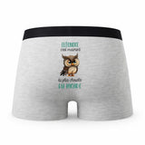 Caleçon Eleonore la Plus Chouette - Humour Boxer Gris Idée Cadeau