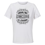Maillot de Sport Femme pour Charline Copie Deesse Legende Noire - T-Shirt Respirant Polyester Manches Courtes - Cadeau Sportive Anniversaire Noël Fête des Mères