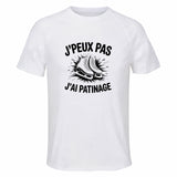 Maillot de Sport Homme Patinage J'peux Pas - T-Shirt Respirant Polyester Manches Courtes - Cadeau Sportif Anniversaire Noël Fête des Pères