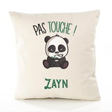 Housse de Coussin Premium Zayn Pas Touche Panda - Coton Canvas Fairtrade Beige Idée Cadeau Décoration Canapé 40x40