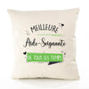 Housse de Coussin Premium Aide-Soignante Meilleure Temps Femme - Coton Canvas Fairtrade Beige Idée Cadeau Décoration Canapé