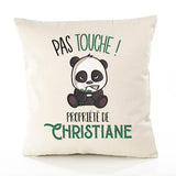 Housse de Coussin Premium Christiane Pas Touche Panda - Coton Canvas Fairtrade Beige Idée Cadeau Décoration Canapé 40x40