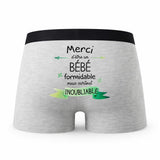 Caleçon Merci Bebe Inoubliable - Humour Boxer Gris Idée Cadeau