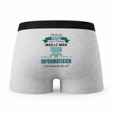 Caleçon Papa Informaticien - Humour Boxer Gris Idée Cadeau Fête des Pères