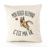 Housse de Coussin Premium Berger Allemand - Coton Canvas Fairtrade Beige Idée Cadeau Décoration Canapé